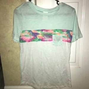 PINK tropical short sleeve tee. fits like a small!